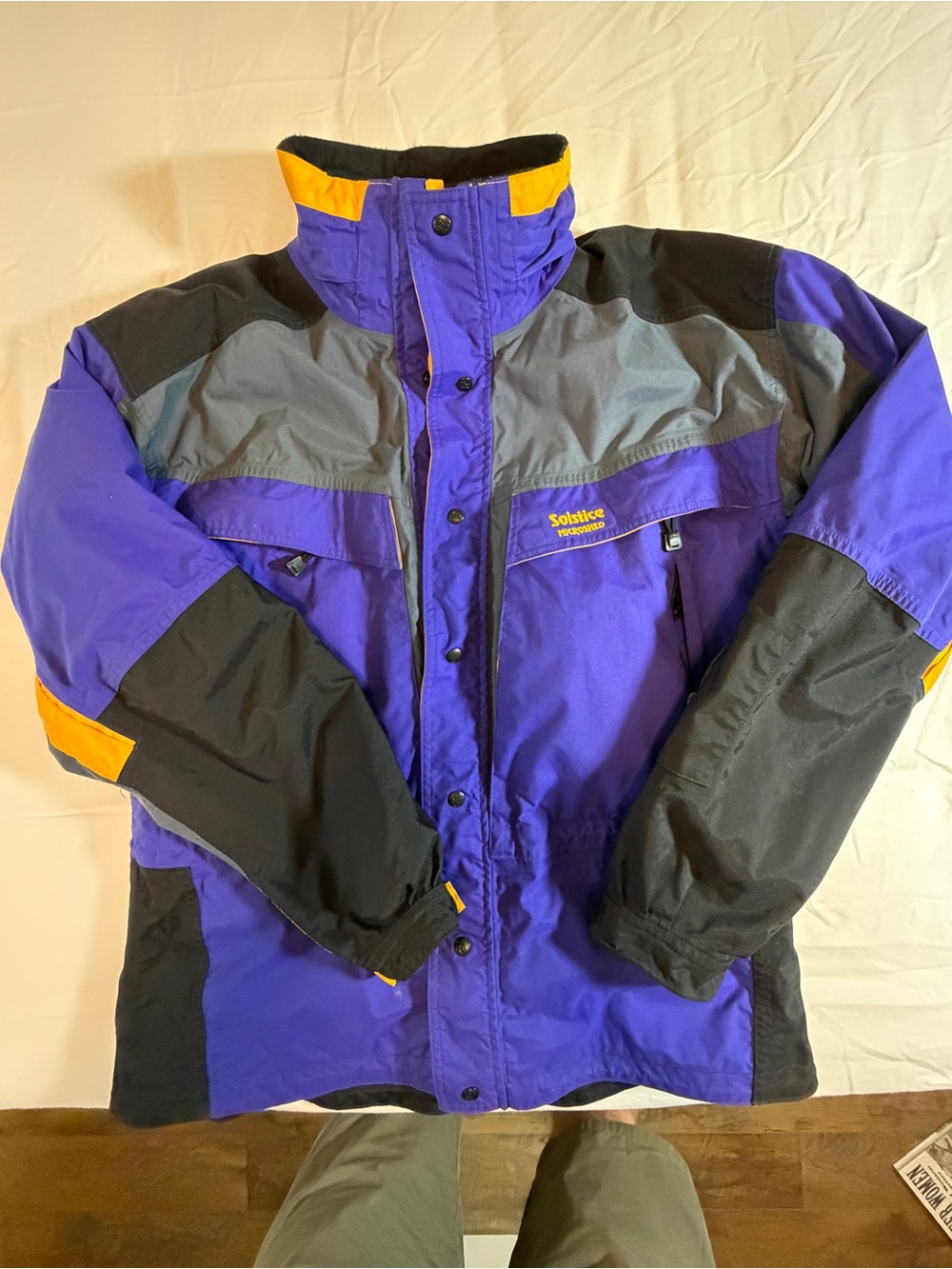 Early 90’s Solstice Purple and Black Ski Jacket with Yellow Accents